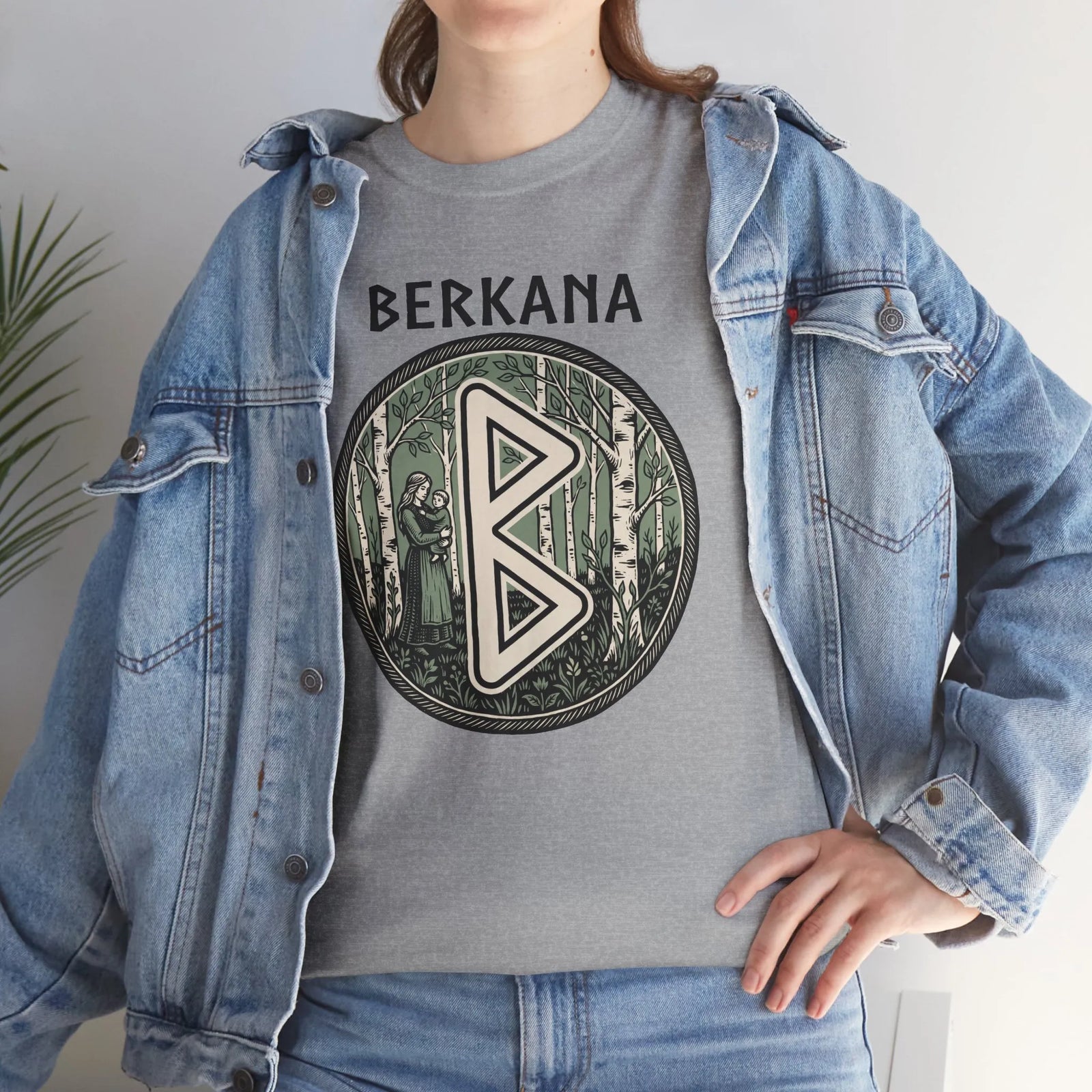 Berkana Rune Earth Mother Graphic T-Shirt - Heavy Cotton Classic Fit Tee - Unisex White