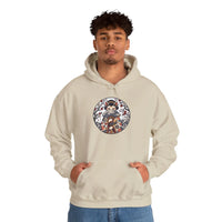 Ukiyo-e Samurai Cat Fan Dancer Hoodie - Heavy Blend Fleece Pullover - Unisex White