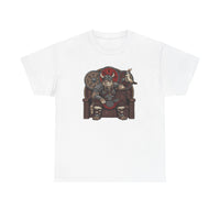 Viking Berserker Cat Graphic T-Shirt - Heavyweight 100% Cotton Classic Tee - Unisex White