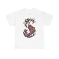 Koi Rider Ukiyo-e Samurai Cat T-Shirt - Heavy Cotton Classic Fit Tee - Unisex White