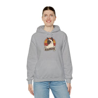 Siamese Cat Retro 70s Sunset Graphic Hoodie - Cozy Cotton Poly Blend Pullover - Unisex White