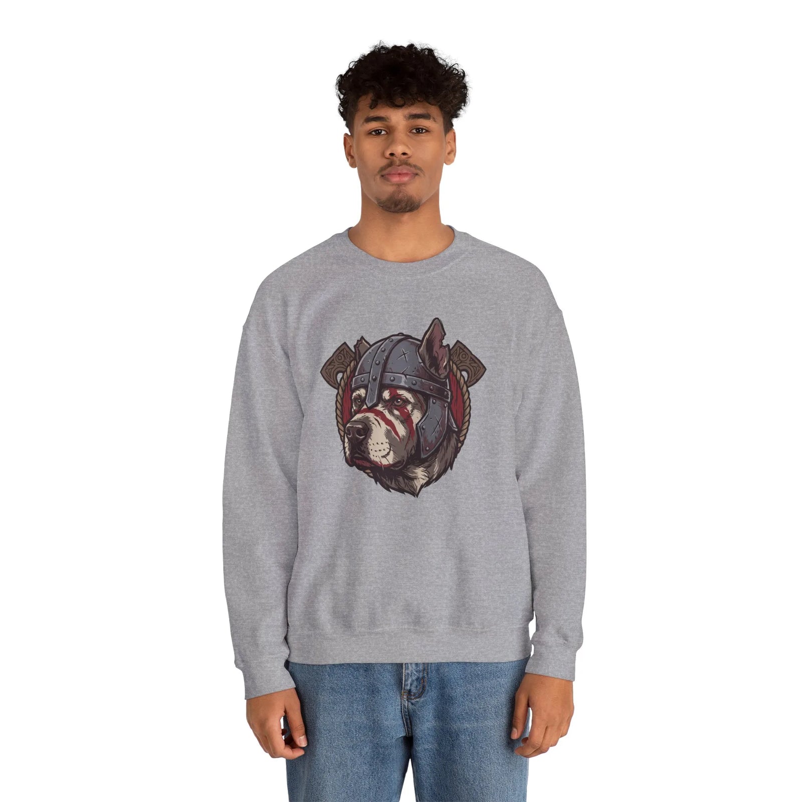 Warpaint Viking Berserker Dog Sweatshirt - Durable Cotton Blend Fleece Crew - Unisex White