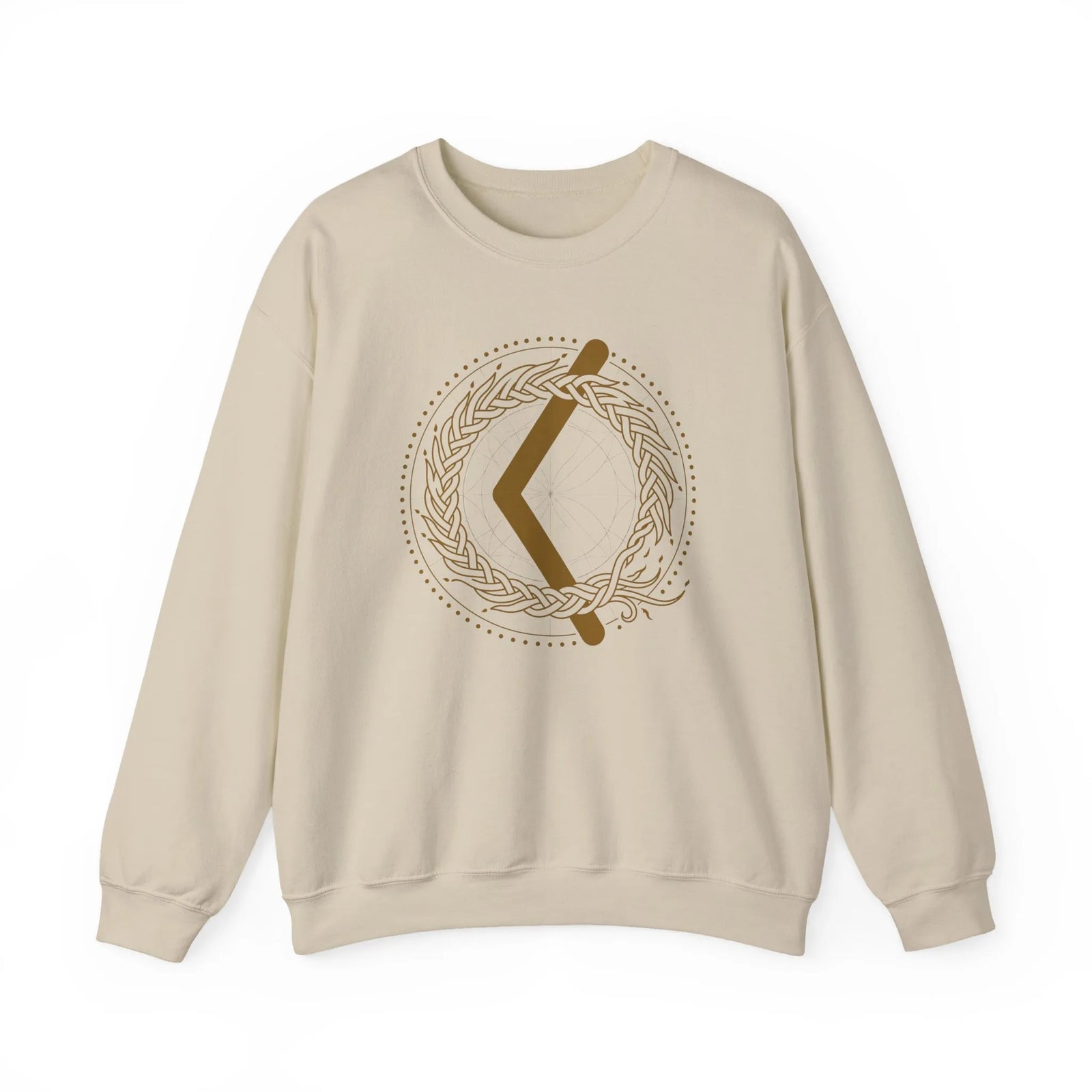 Kenaz Rune Creative Fire Sweatshirt - Heavy Cotton Blend Crewneck - Unisex Off White