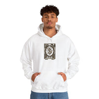 The World Tarot Card Graphic Hoodie - Heavyweight Cotton Blend Pullover - Unisex White