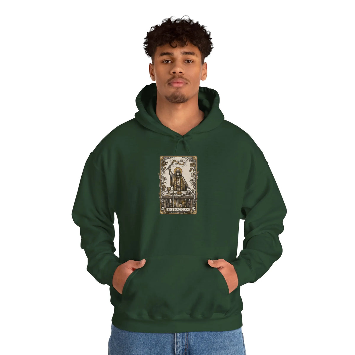 The Magician Tarot Card Hoodie - Cozy Fleece Pullover - Unisex White