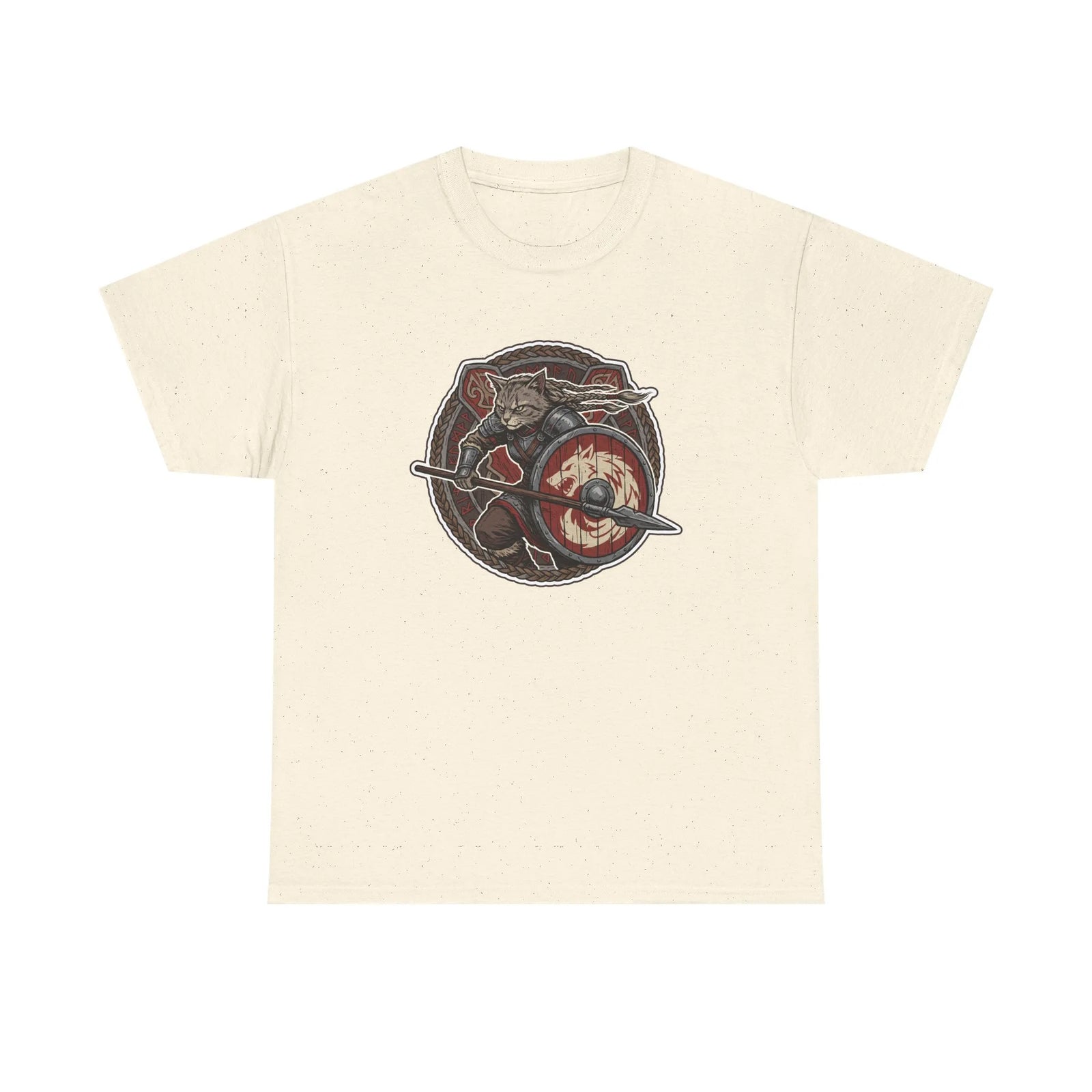 Viking Berserker Cats Shieldmaiden T-Shirt - Heavy Cotton Classic Fit Tee - Unisex White