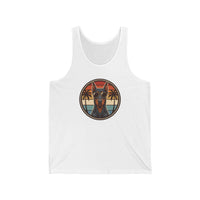 Doberman Cool Dogs 70s Sunset Tank Top - Lightweight Airlume Combed Cotton Jersey - Unisex Athletic Heather