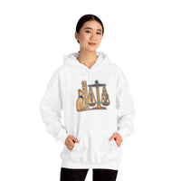 Sphynx Cat Egyptian Scales Hoodie - Heavyweight Cotton Blend Pullover - Unisex White