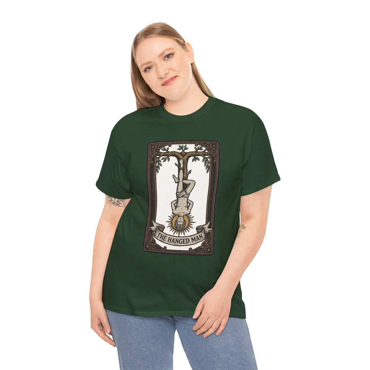 The Hanged Man Tarot Card T-Shirt - Heavy Cotton Classic Fit Tee - Unisex White