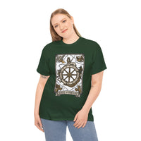 Wheel of Fortune Tarot Graphic T-Shirt - Heavyweight Cotton Classic Fit - Unisex White