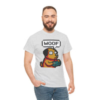 8-Bit Pixel Gaming Dog T-Shirt - Heavy Cotton Classic Fit Tee - Unisex White
