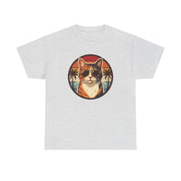 Calico Cool Cat Sunset Aviator T-Shirt - Heavy Cotton Classic Fit Tee - Unisex White
