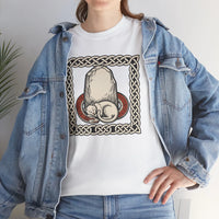 Freyja's Sacred Cat Runestone T-Shirt - Heavy Cotton Classic Fit Tee - Unisex White