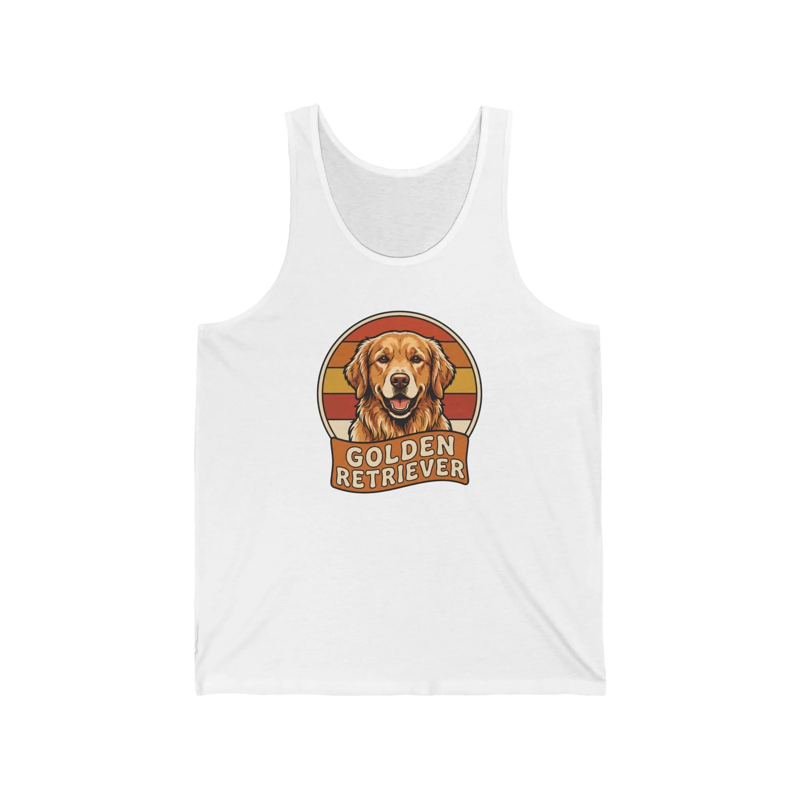 Golden Retriever Retro Sunset Tank Top - Lightweight Cotton Jersey Retail Fit - Unisex Athletic Heather