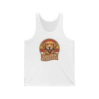 Golden Retriever Retro Sunset Tank Top - Lightweight Cotton Jersey Retail Fit - Unisex Athletic Heather