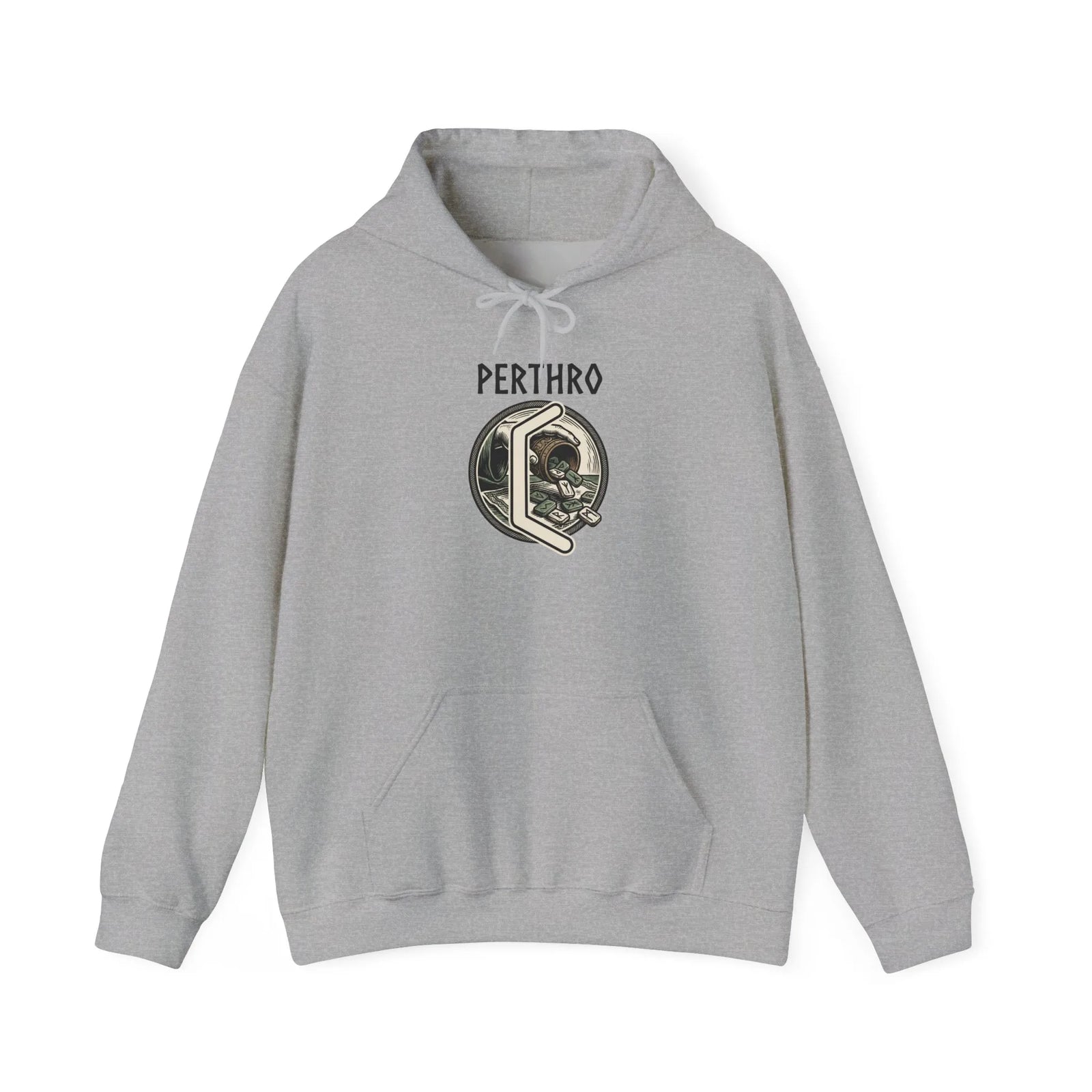 Perthro Rune Lot Cup Hoodie - Heavy Blend Fleece Pullover - Unisex White