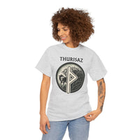 Thurisaz Rune Wolf Thorn T-Shirt - Medium Weight 100% Cotton Tee - Unisex White