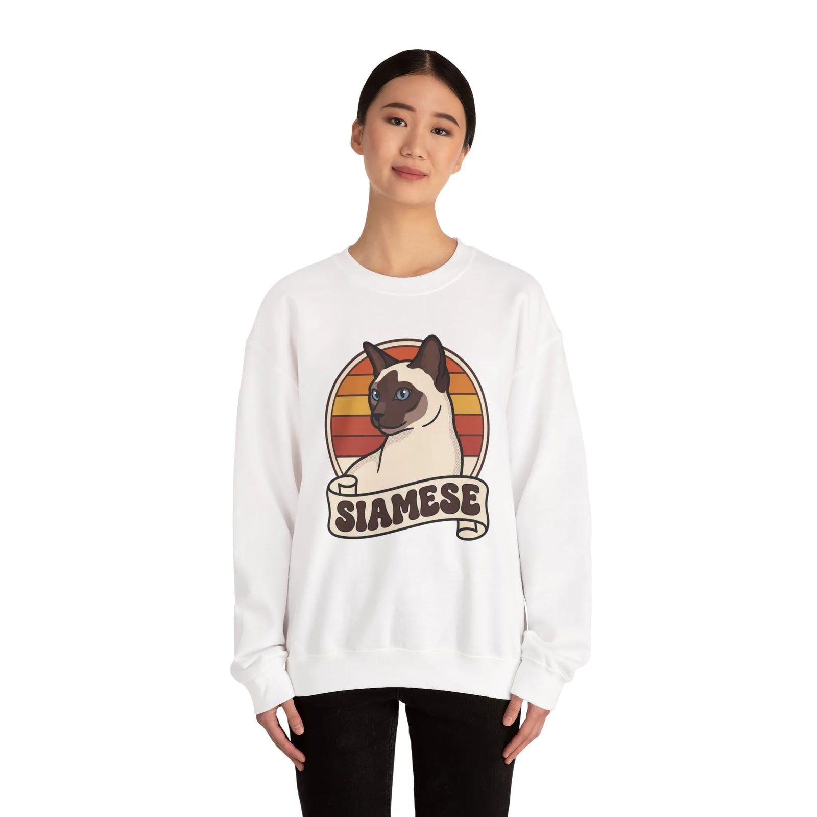 Siamese Retro 70s Sunset Sweatshirt - Heavy Blend Fleece Crewneck - Unisex Ash