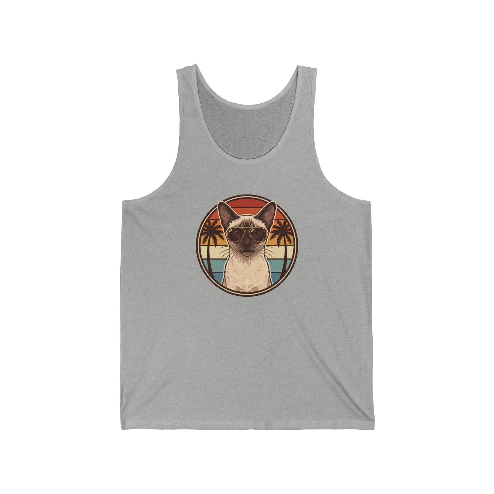 Siamese Cat Aviators Tank Top - Lightweight Cotton Jersey Retail Fit - Unisex White
