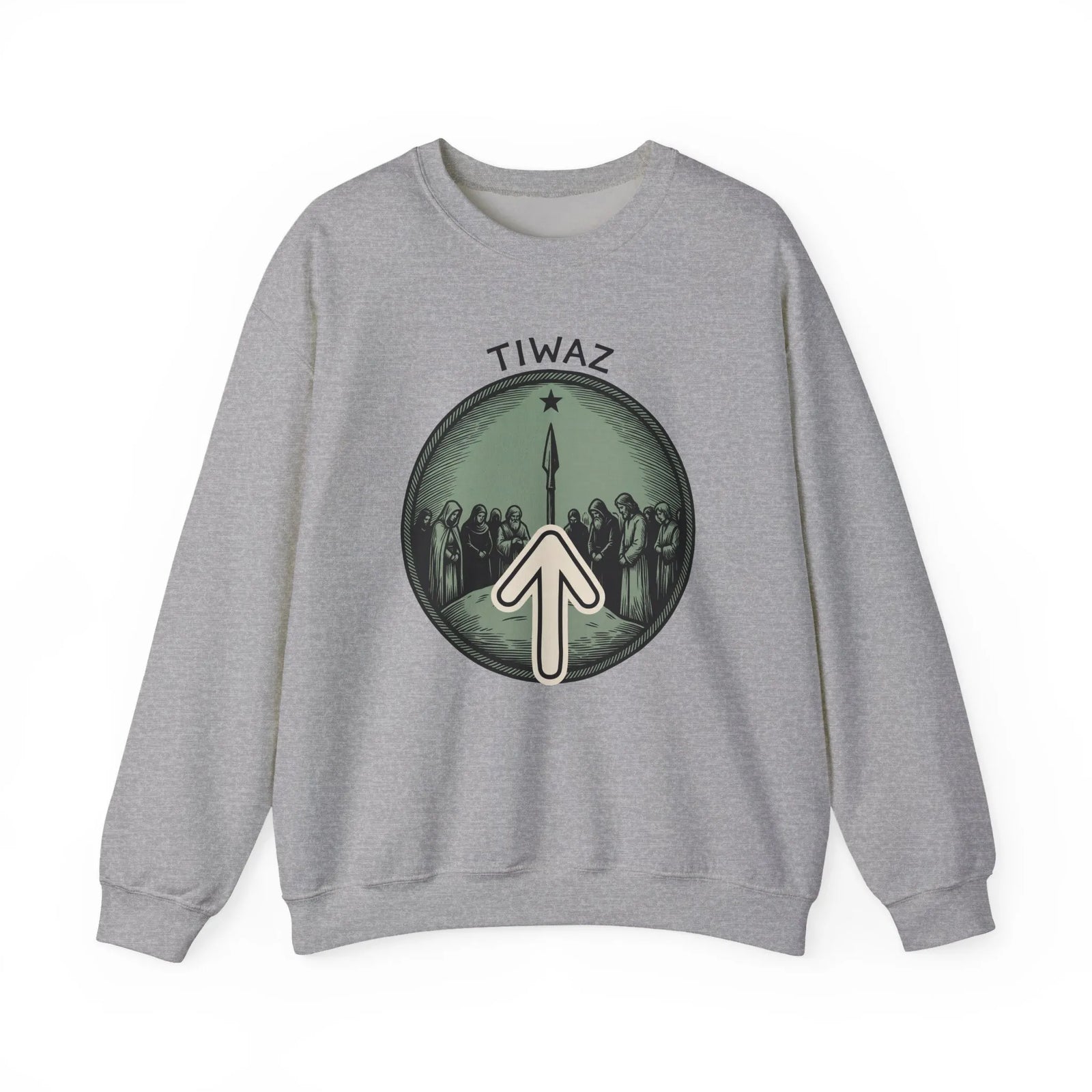 Tiwaz Rune Justice Judgment Sweatshirt - Heavy Blend Fleece Crewneck - Unisex Ash Gray