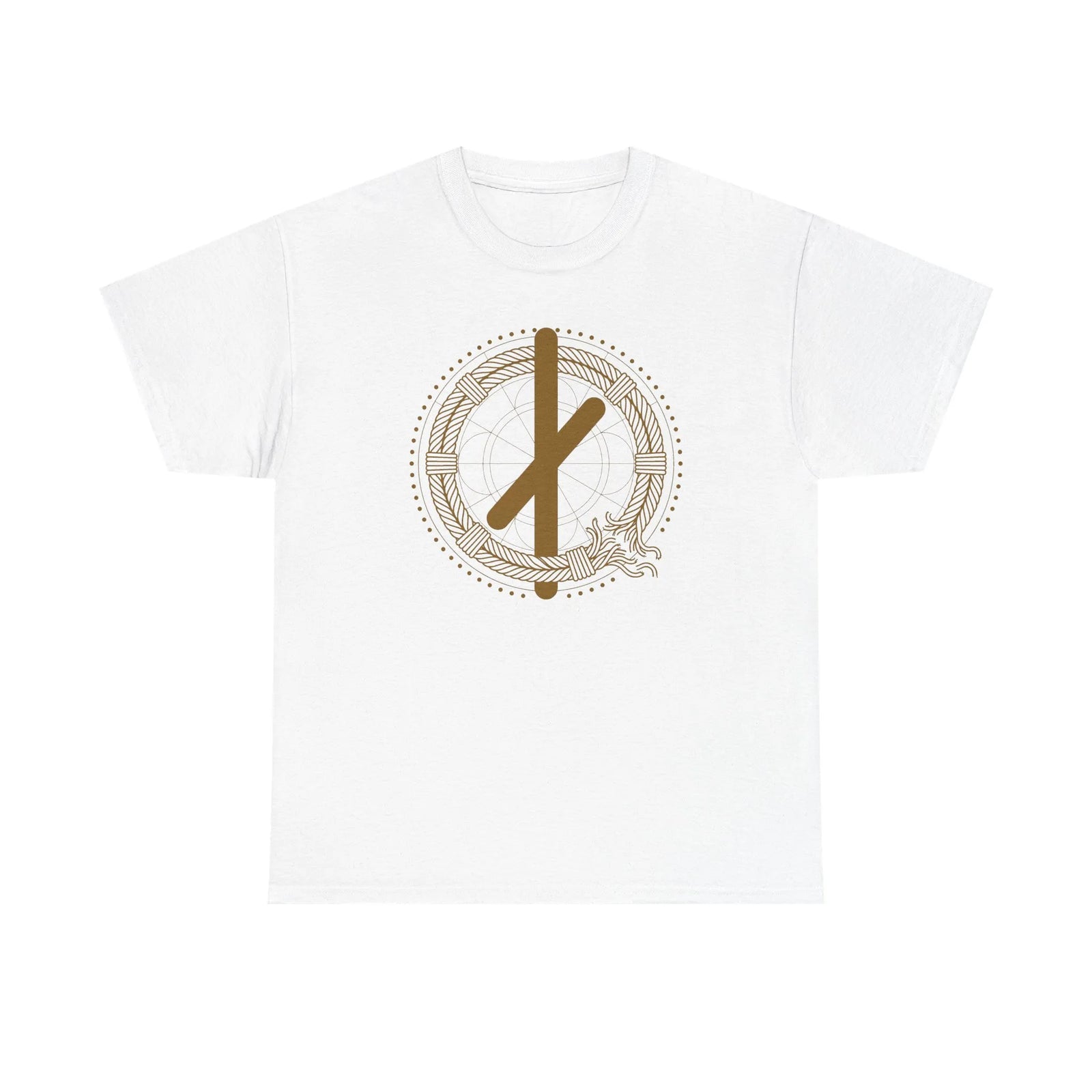 Nauthiz Norse Rune Graphic T-Shirt - Heavyweight Cotton Classic Tee - Unisex White