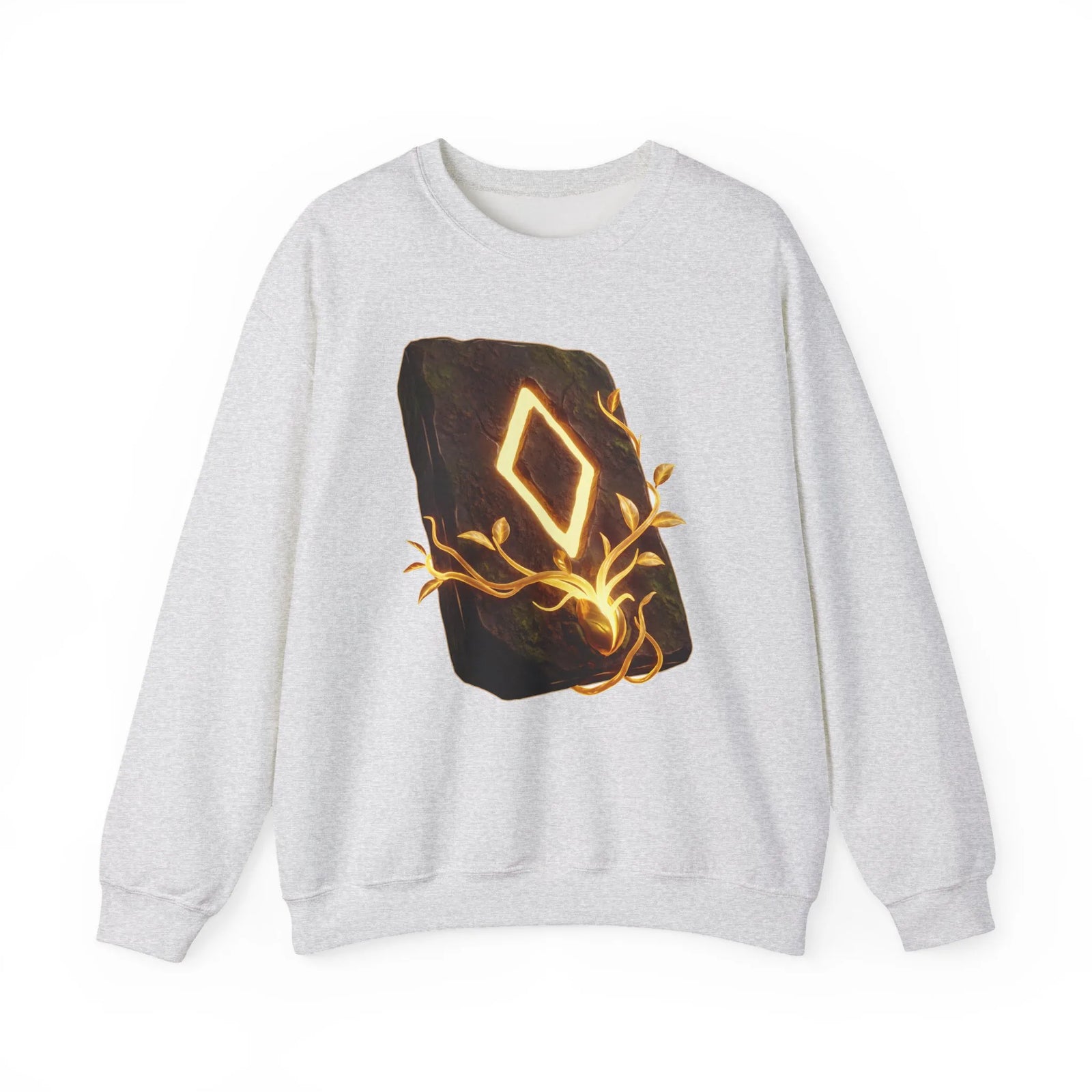 Ingwaz Rune Sacred Seed Sweatshirt - Classic Fit Heavy Blend Crewneck - Unisex White