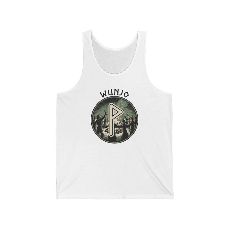 Wunjo Joy Rune Graphic Tank Top - Soft Airlume Cotton Retail Fit - Unisex White