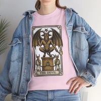 The Devil Tarot Card Graphic T-Shirt - Heavy Cotton Classic Fit Tee - Unisex White