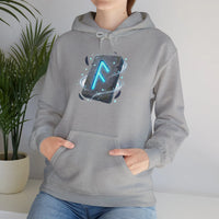 Ansuz Rune Odin's Raven Graphic Hoodie - Medium Heavy Fabric Classic Fit - Unisex White