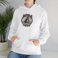 Skull Throne Rocker Dogs Graphic Hoodie - Heavy Blend Fleece Pullover - Unisex White