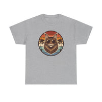 Maine Coon Cat Aviator Sunglasses T-Shirt - Heavy Cotton Classic Fit Tee - Unisex White