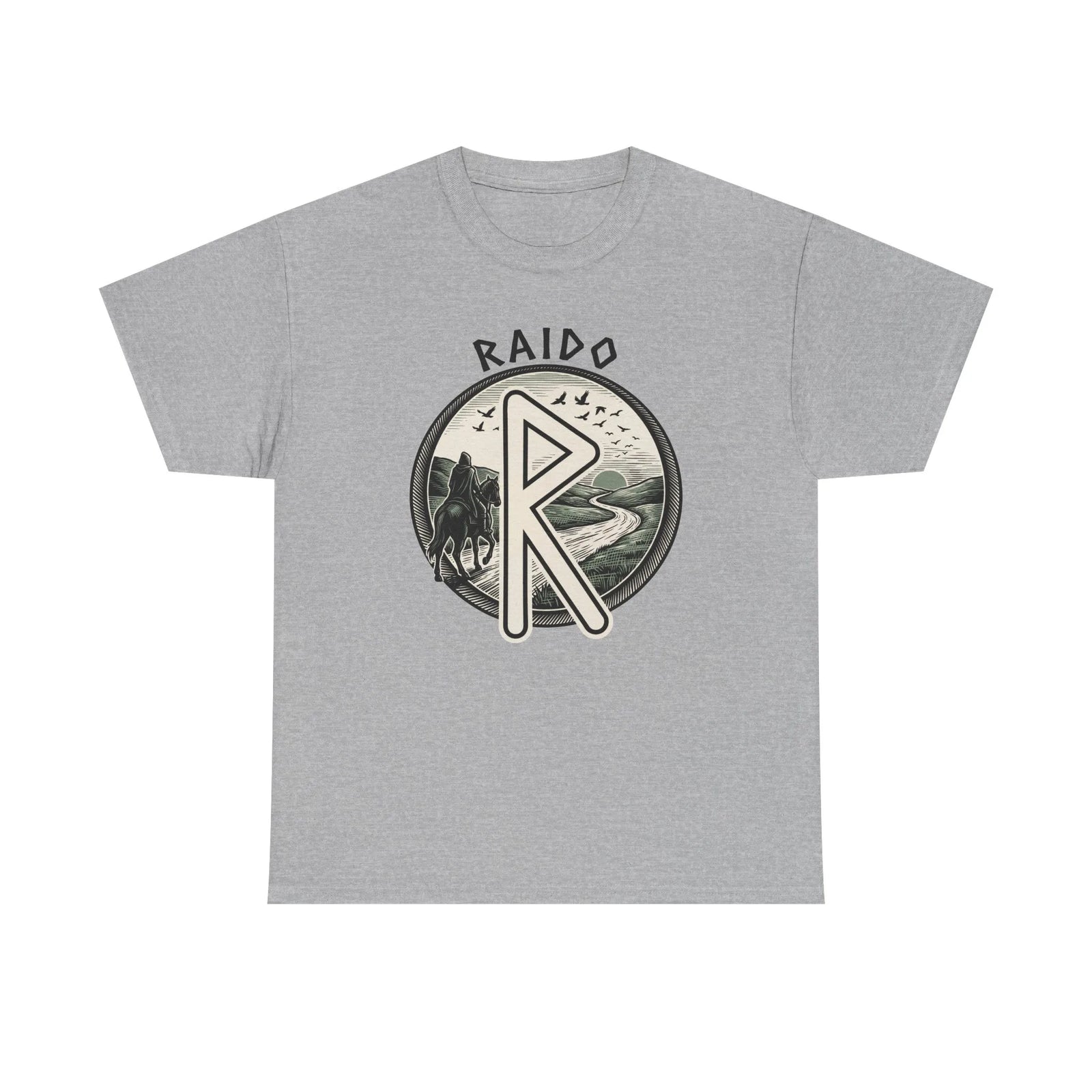 Raido Journey Rune Graphic T-Shirt - Heavy Cotton Classic Fit Tee - Unisex White