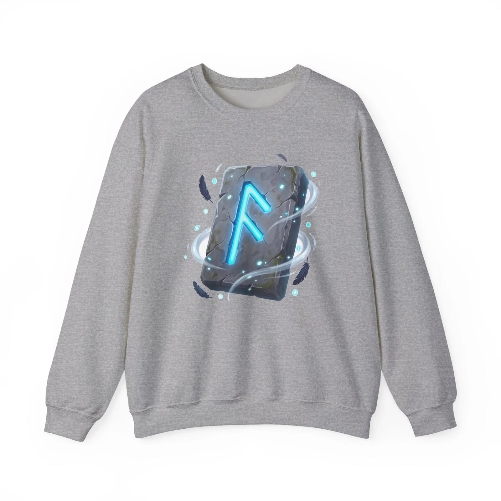 Ansuz Rune Divine Speech Graphic Sweatshirt - Heavy Blend Fleece Crewneck - Unisex White