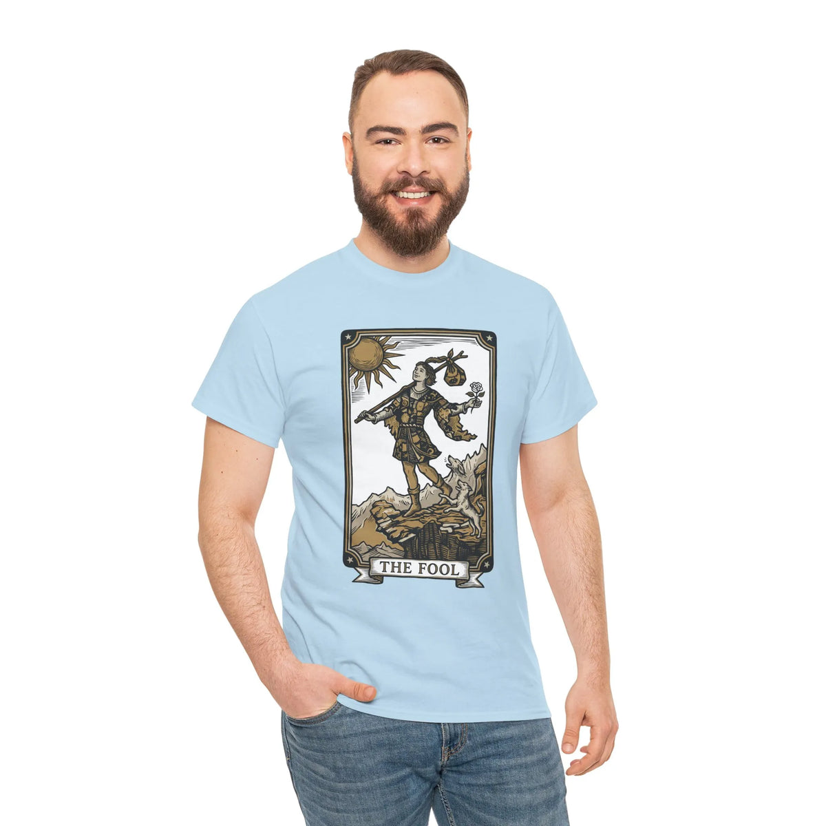 The Fool Tarot Card Graphic T-Shirt - Heavy Cotton Classic Fit Tee - Unisex White