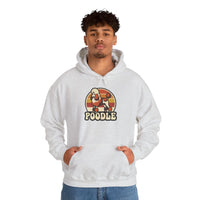 Retro 70s Sunset Poodle Hoodie - Cozy Cotton Blend Pullover - Unisex White