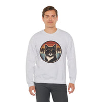 Tuxedo Cats 70s Sunset Sweatshirt - Heavy Blend Fleece Crewneck - Unisex White