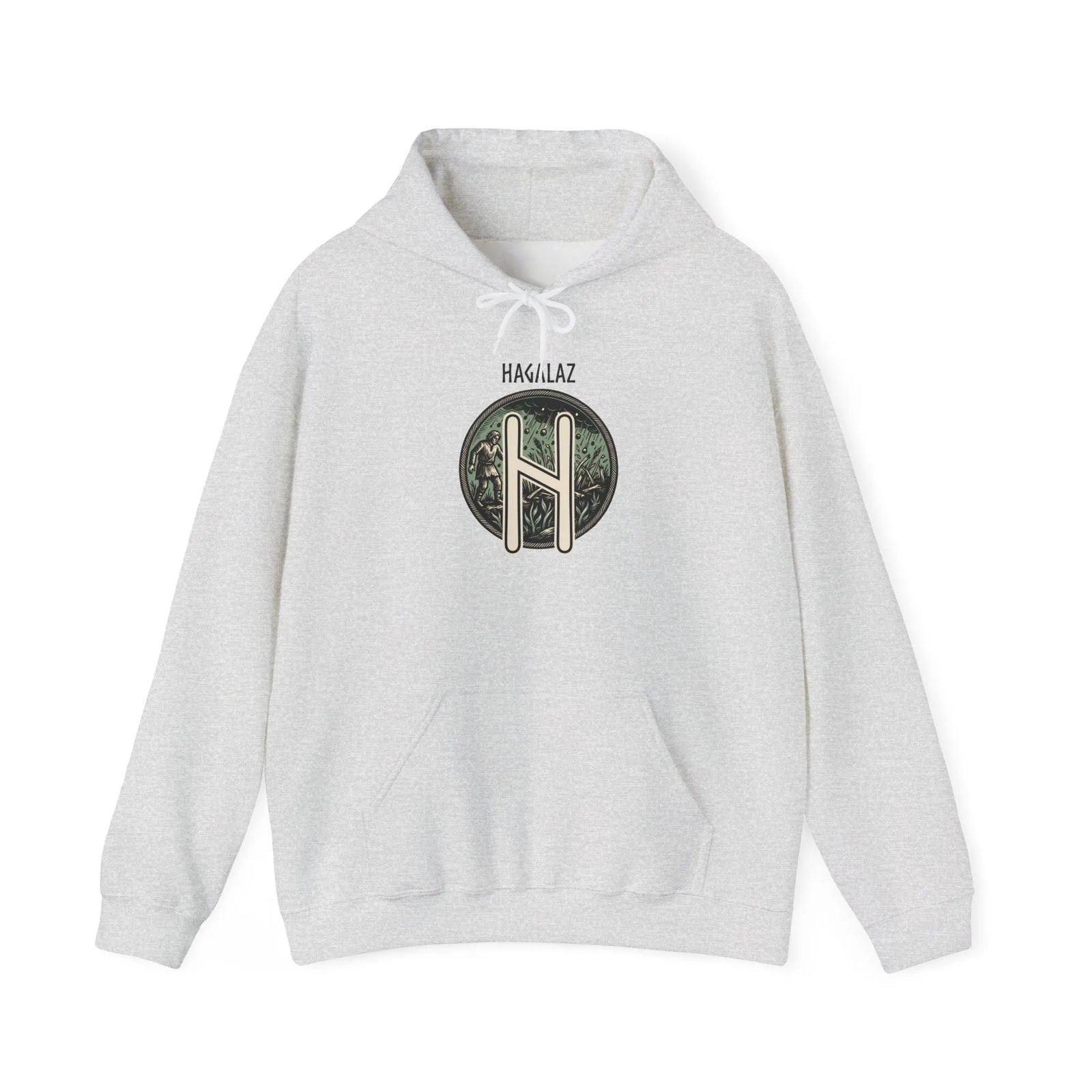 Hagalaz Rune Symbol Hoodie - Soft Heavy Blend Fleece Pullover - Unisex White