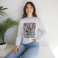 Heavy Metal Rocker Cat Sweatshirt - Heavy Blend Fleece Crewneck - Unisex White
