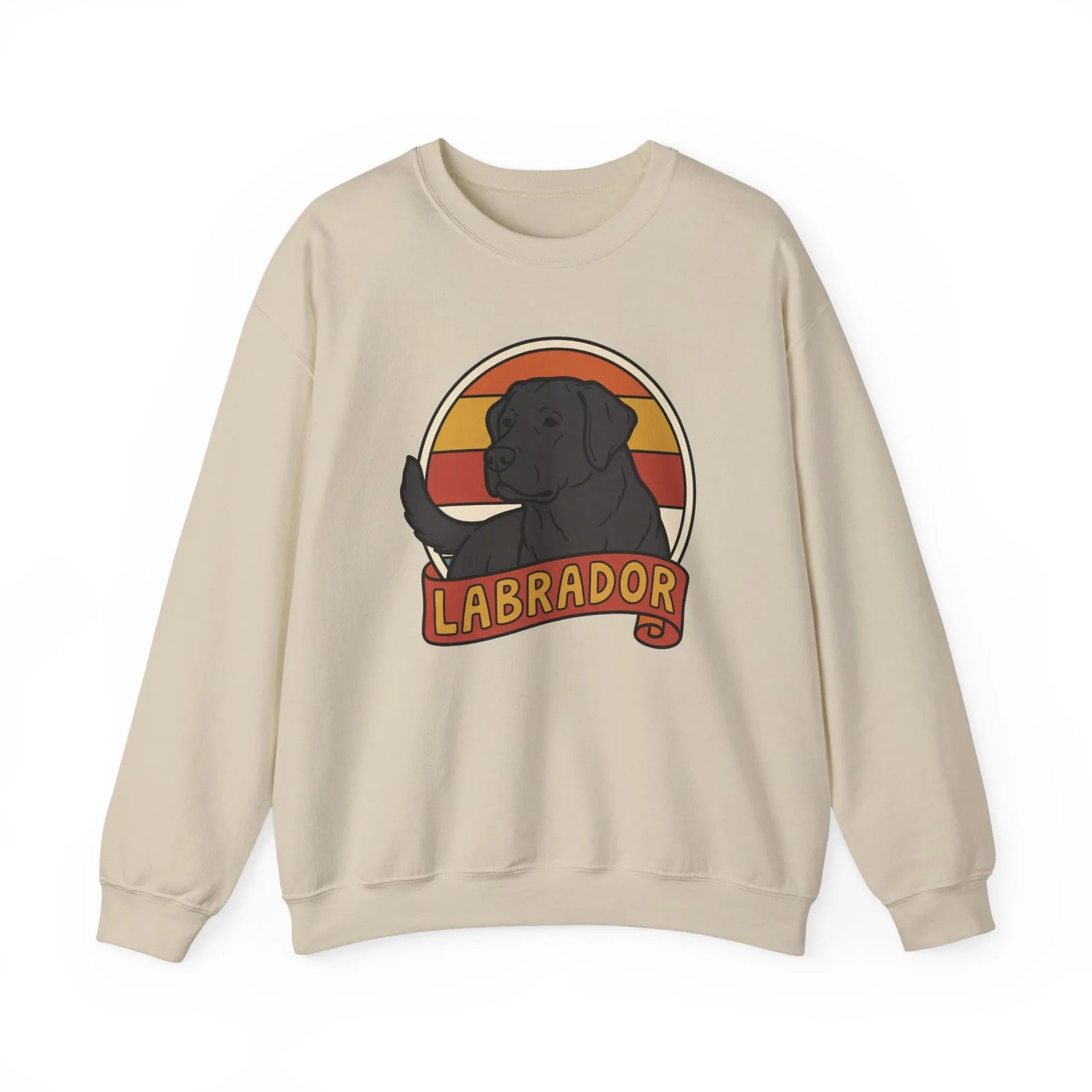 Labrador Retro 70s Sunset Sweatshirt - Heavy Blend Fleece Crewneck - Unisex White