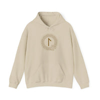 Laguz Rune Norse Knotwork Hoodie - Soft Cotton Poly Blend Pullover - Unisex White