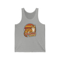 Orange Tabby Retro 70s Sunset Graphic Tank Top - Lightweight Jersey Knit Tank - Unisex Athletic Heather