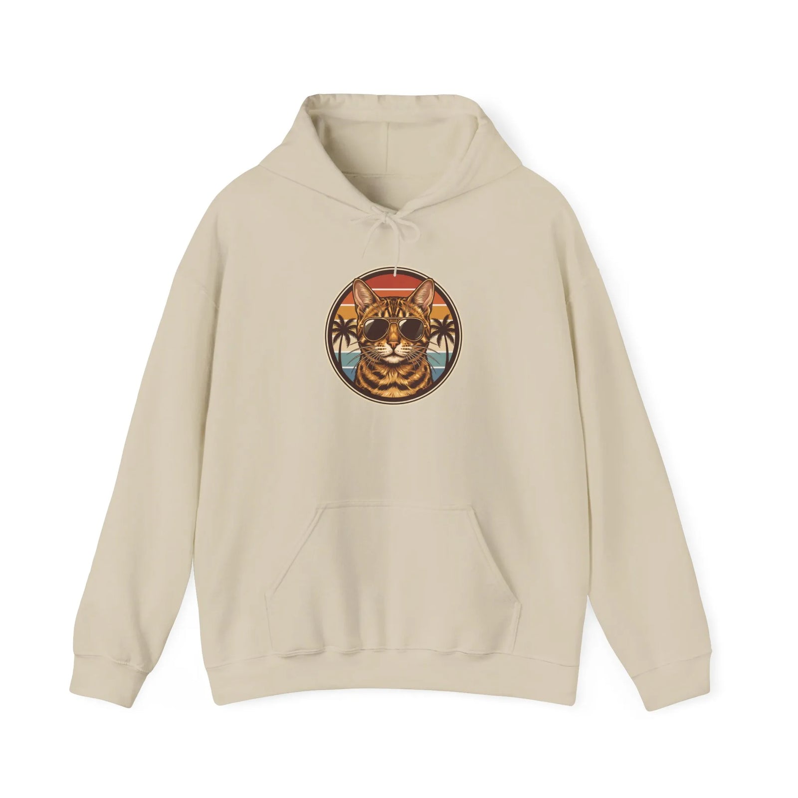 Bengal Cool Cat Aviators Hoodie - Soft Cotton Blend Pullover - Unisex White