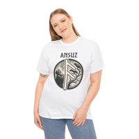 Ansuz Rune Divine Speech Graphic T-Shirt - Heavy Cotton Classic Fit Tee - Unisex White
