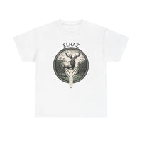 Elhaz Protection Rune Elk Graphic T-Shirt - Heavy Cotton Classic Fit Tee - Unisex White