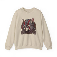 Viking Berserker Cat Graphic Sweatshirt - Heavy Blend Fleece Crewneck - Unisex White