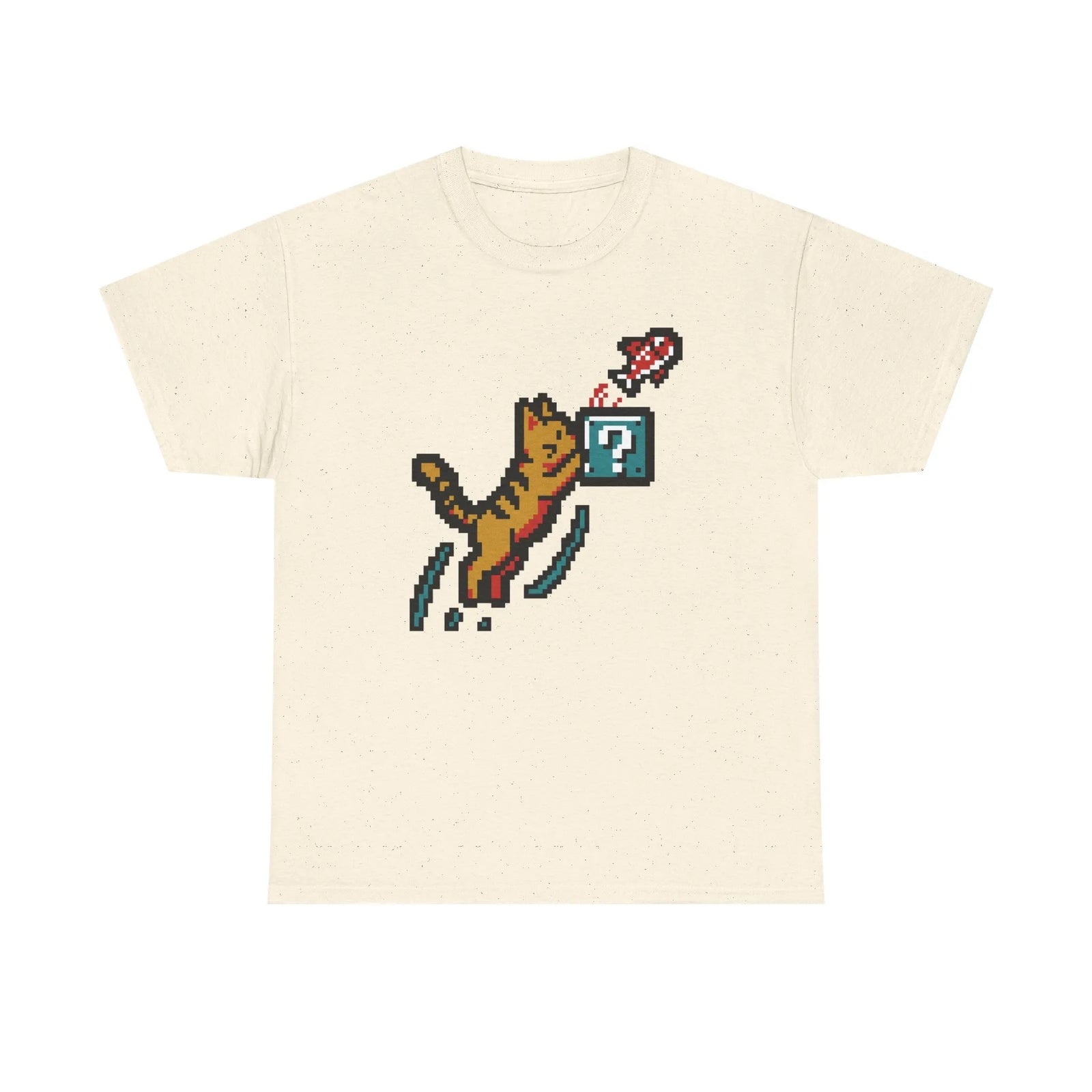 8-Bit Pixel Gaming Cats Graphic T-Shirt - Heavy Cotton Classic Fit Tee - Unisex White