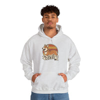 Corgi Retro 70s Sunset Graphic Hoodie - Soft Cotton-Poly Blend Pullover - Unisex White