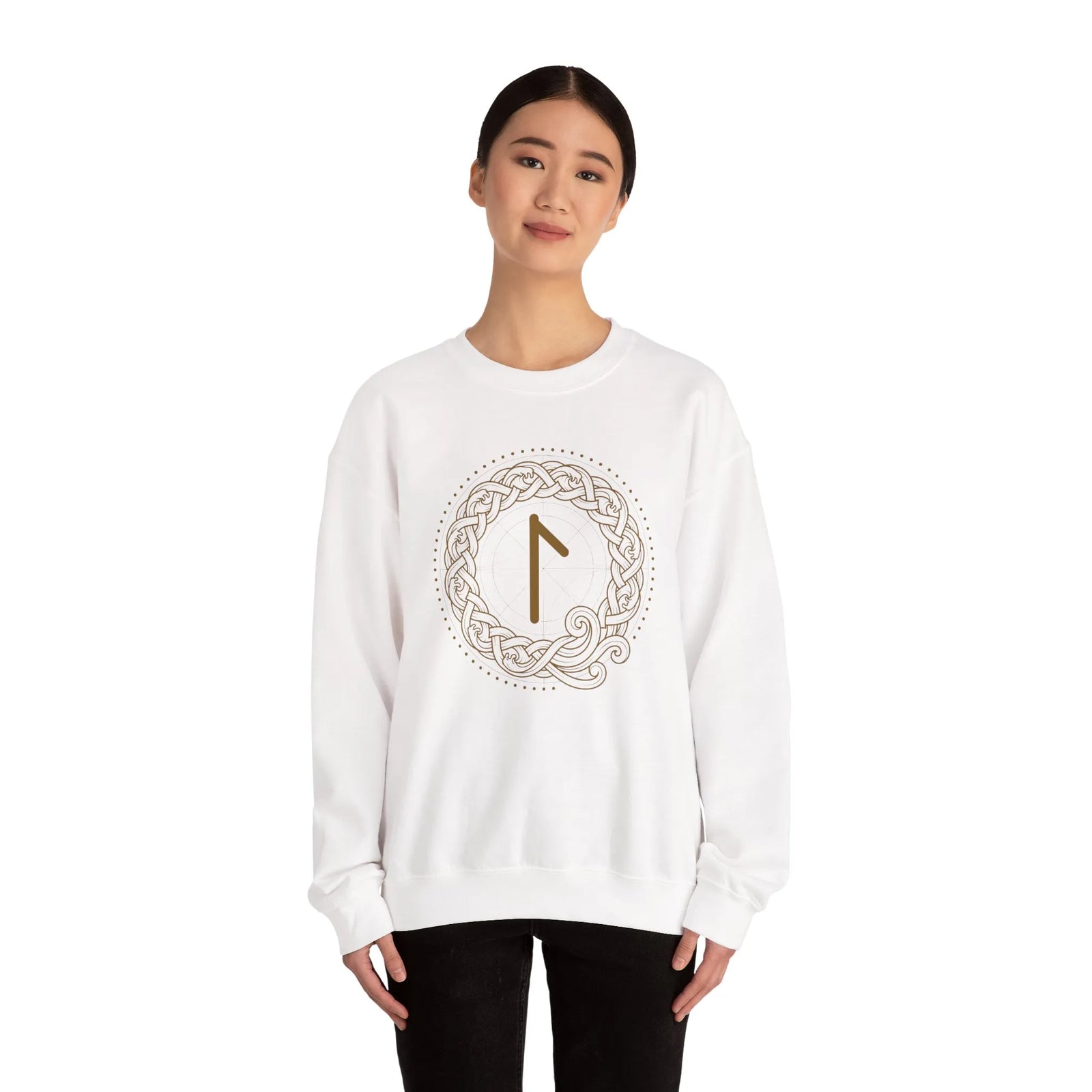 Laguz Rune Knotwork Graphic Sweatshirt - Heavy Blend Cotton Poly Fleece - Unisex White