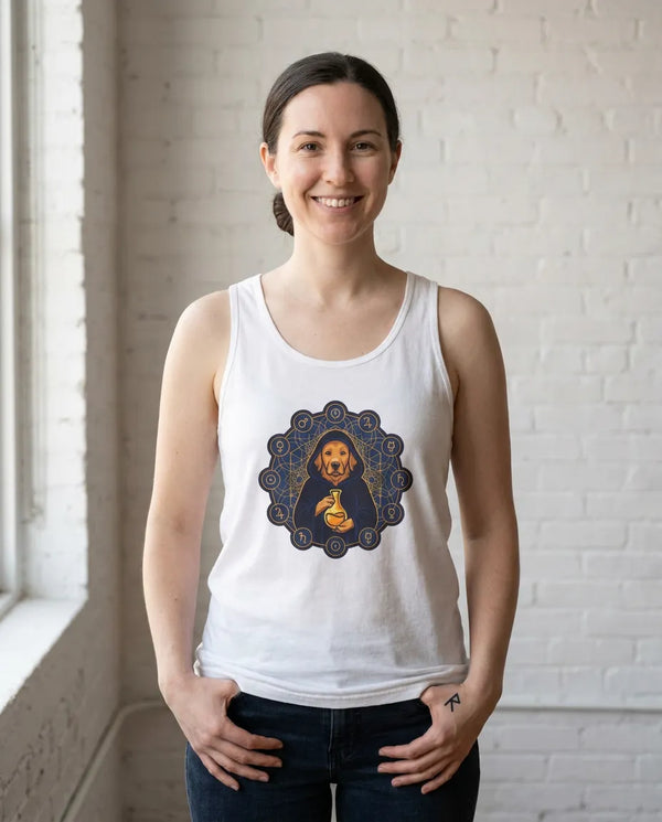 Alchemist Dog Sacred Geometry Tank Top - Lightweight Jersey Cotton Retail Fit - Unisex Athletic Heather