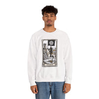 Tarot Death Card Graphic Sweatshirt - Heavy Blend Classic Fit Crewneck - Unisex White